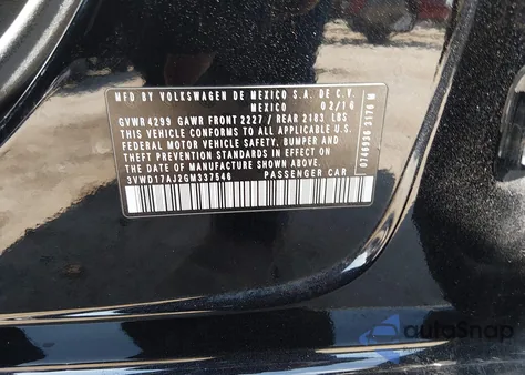 2016 Volkswagen Jetta 1.8T Sport from USA, damaged, VIN 3VWD17AJ2GM337546